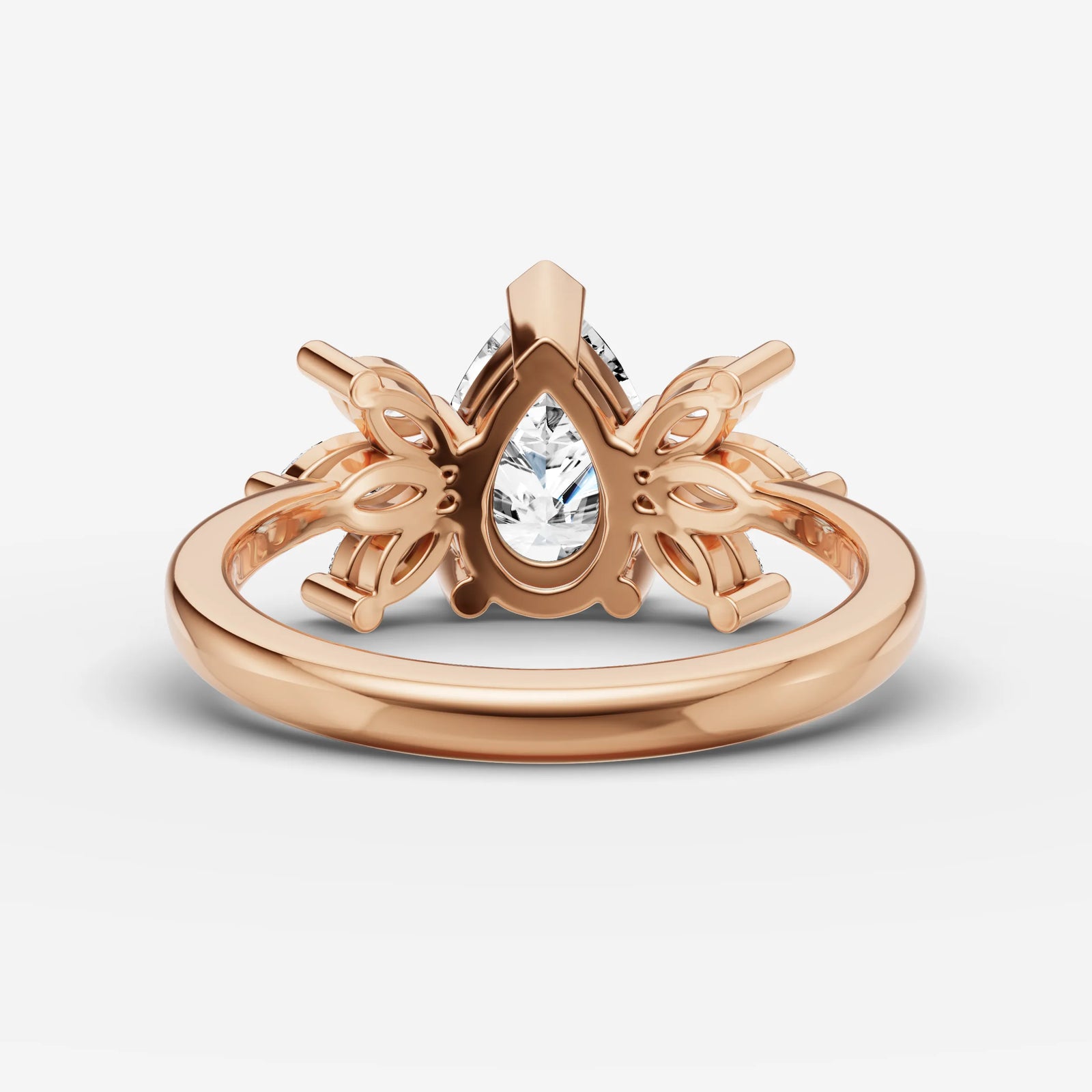 Fleur pear diamond setting in gold, view 12