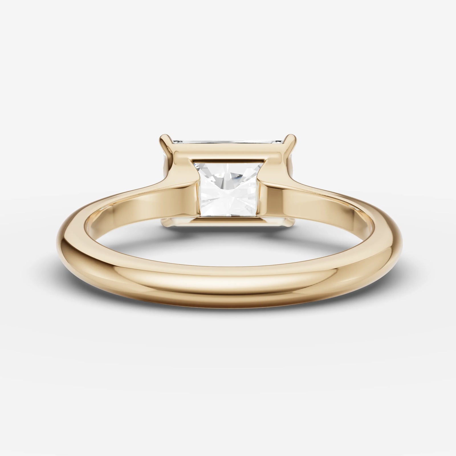 Horizon radiant diamond setting in gold, top view