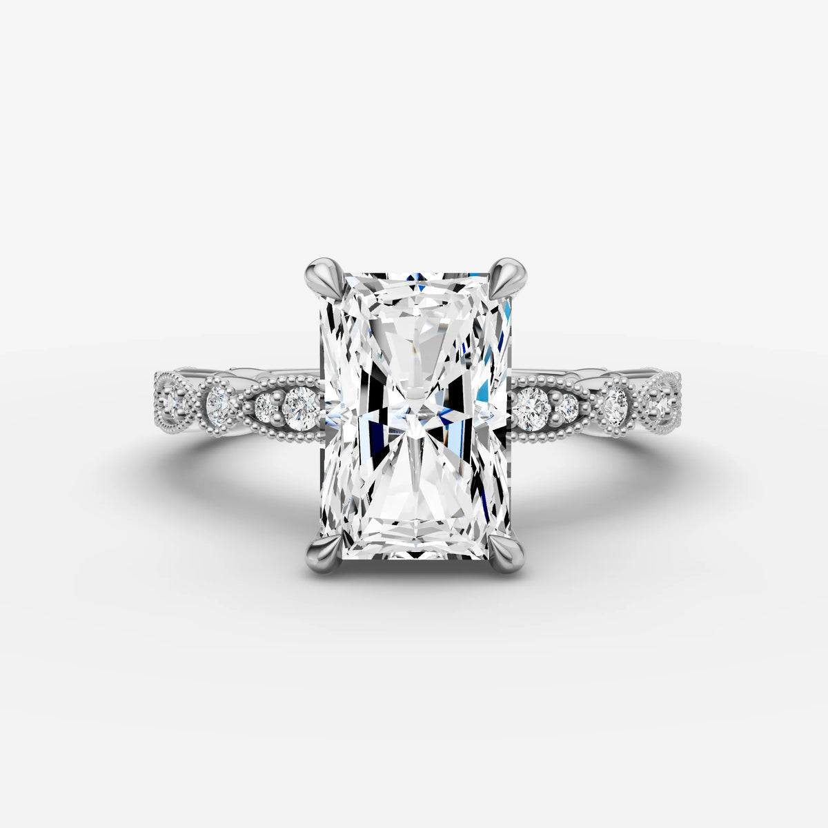 Heritage radiant diamond setting in gold, view 13