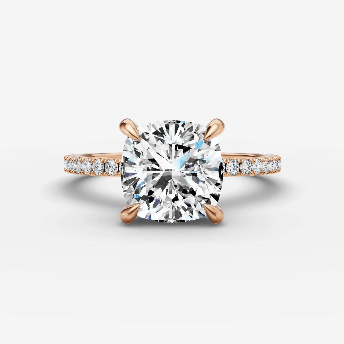 Etoile cushion diamond setting in gold, view 7
