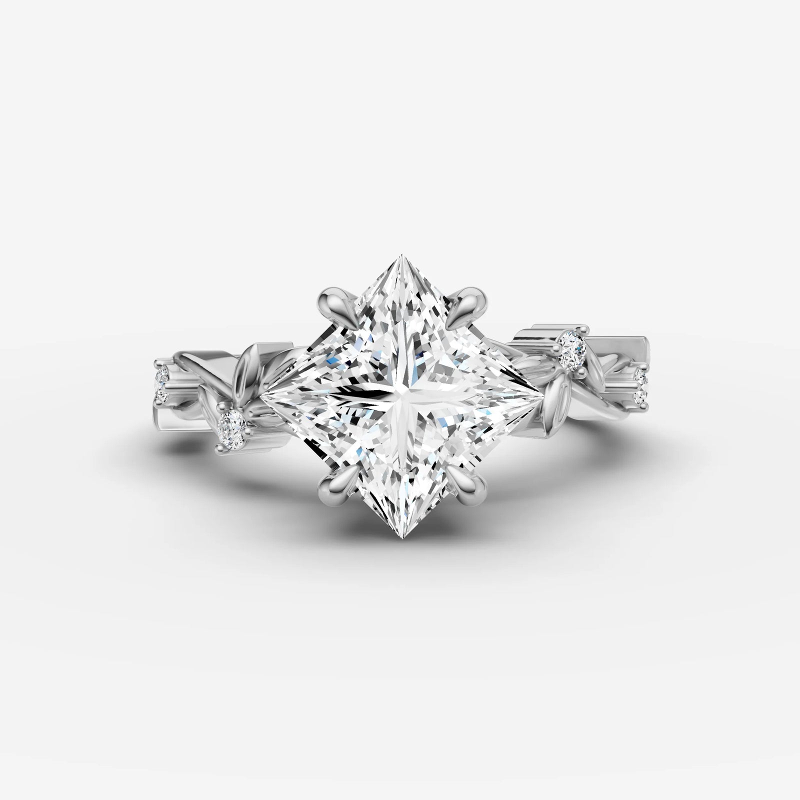 Fleur princess diamond setting in gold, view 13