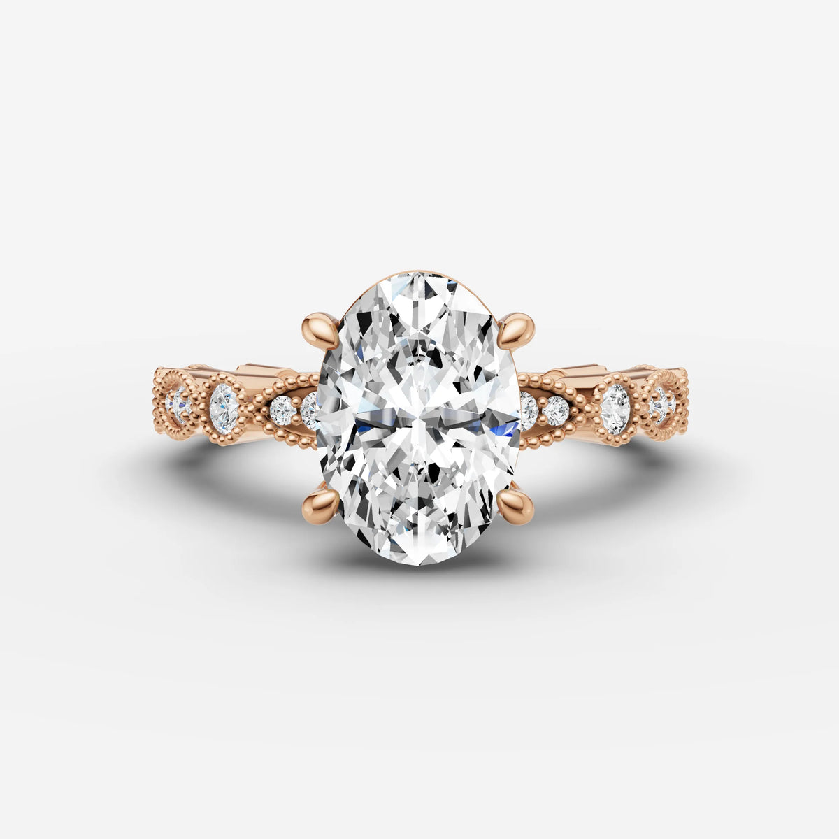 Heritage oval diamond setting in gold, view 7