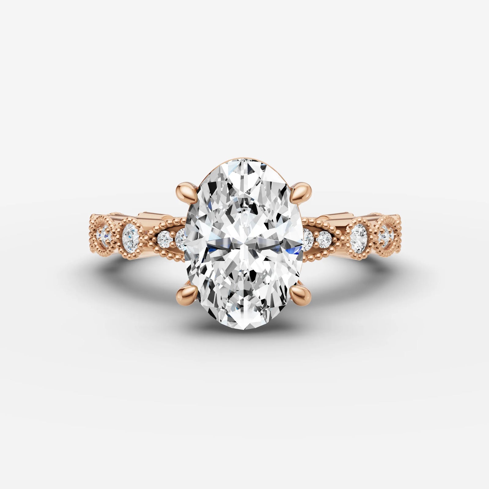Heritage oval diamond setting in gold, view 7