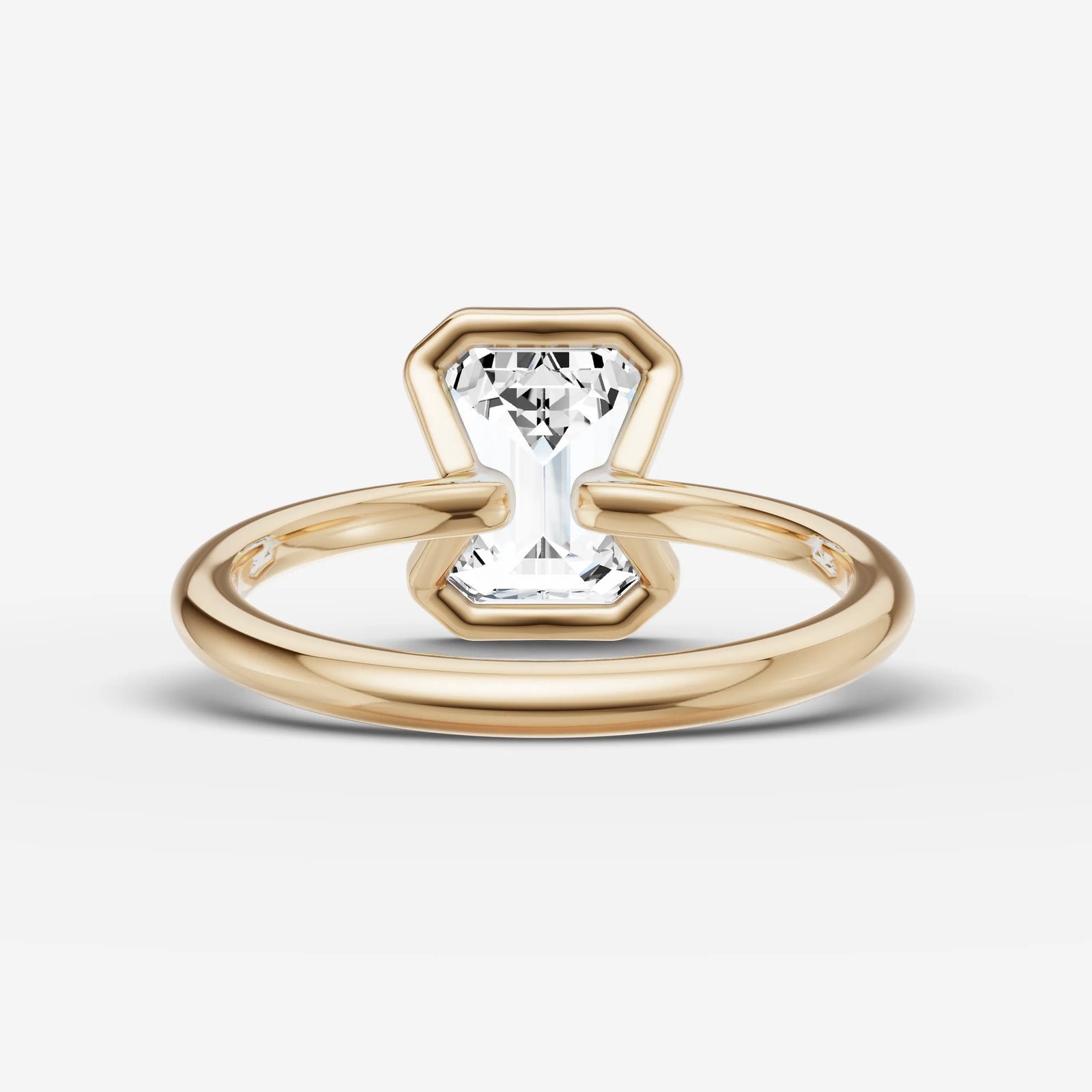 Demi emerald diamond setting in gold, top view