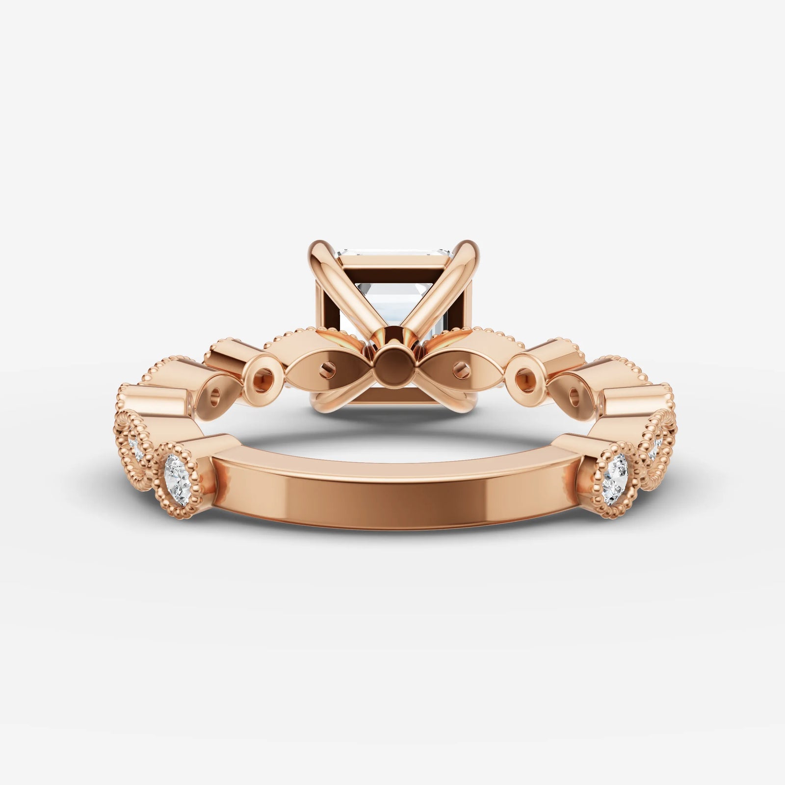 Heritage asscher diamond setting in gold, view 12