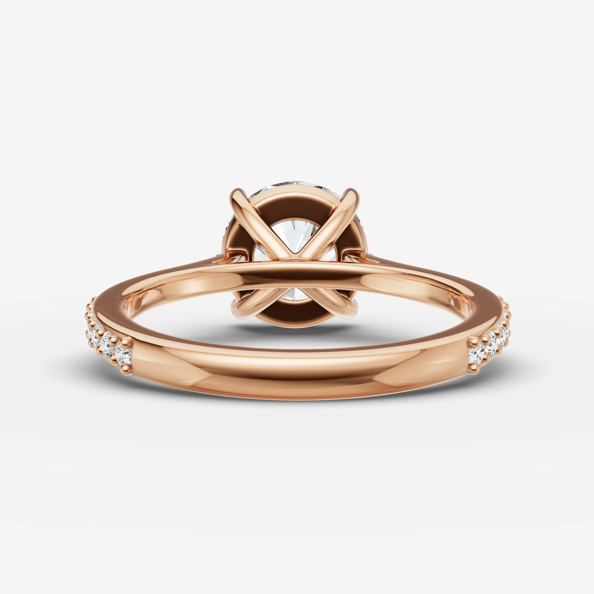 Cathedrale round diamond setting in gold, view 12