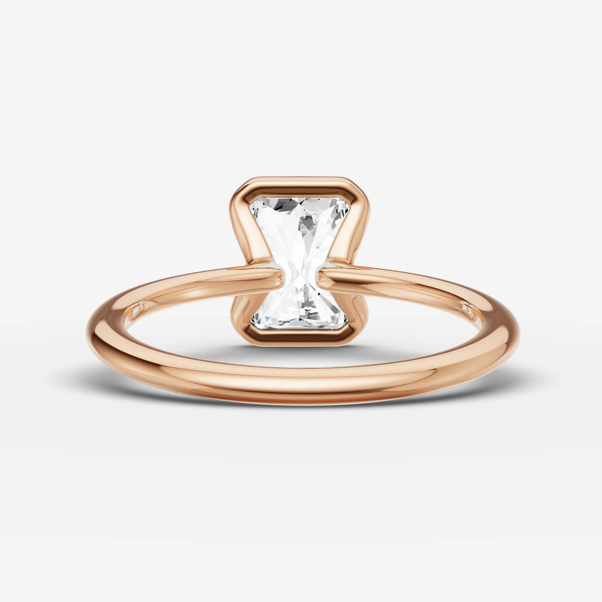 Demi radiant diamond setting in gold, view 12