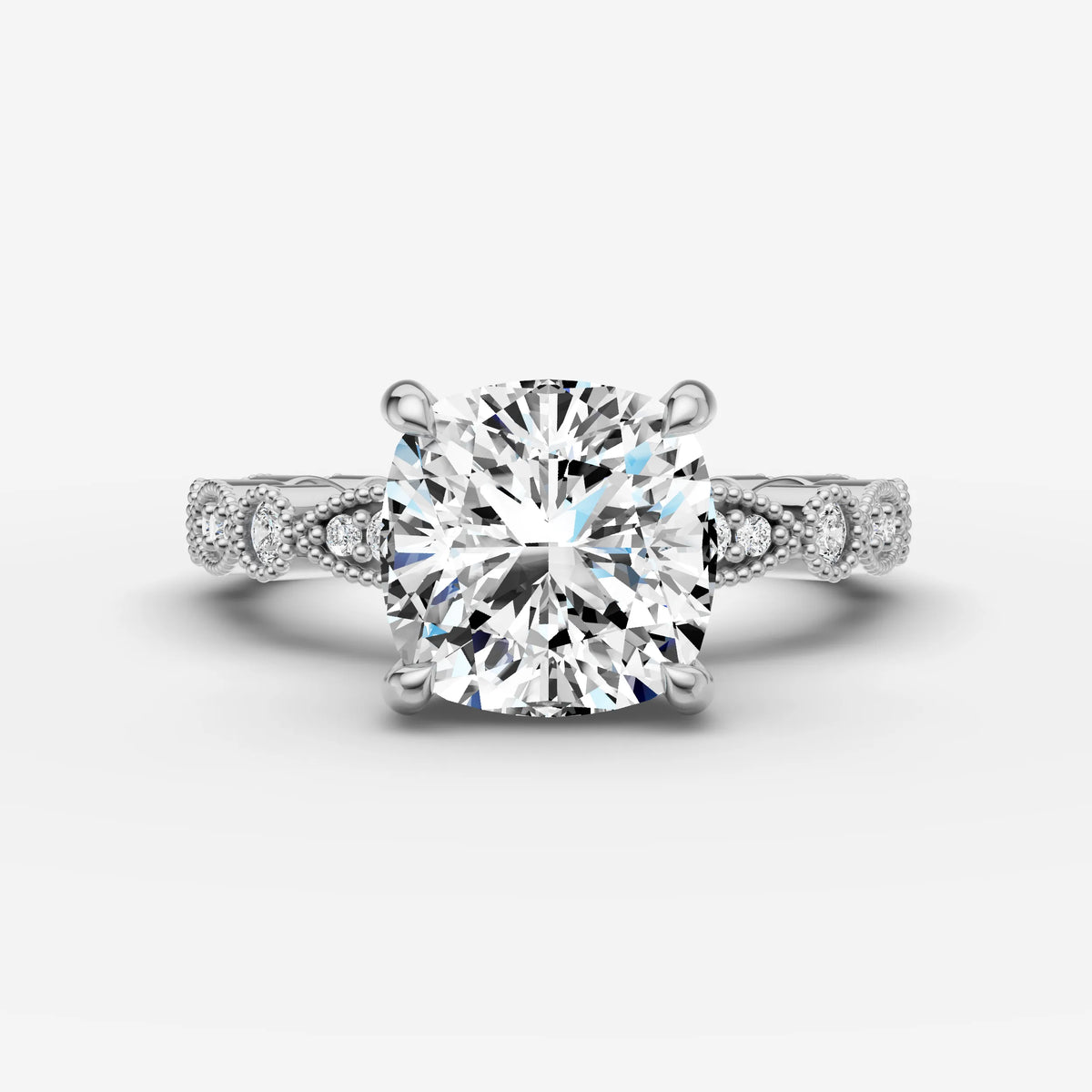 Heritage cushion diamond setting in gold, view 13