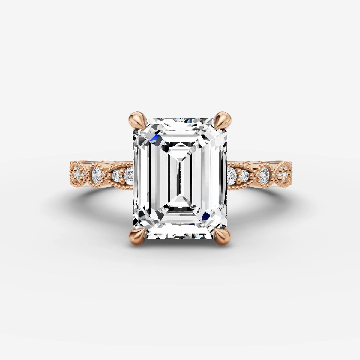 Heritage emerald diamond setting in gold, view 7