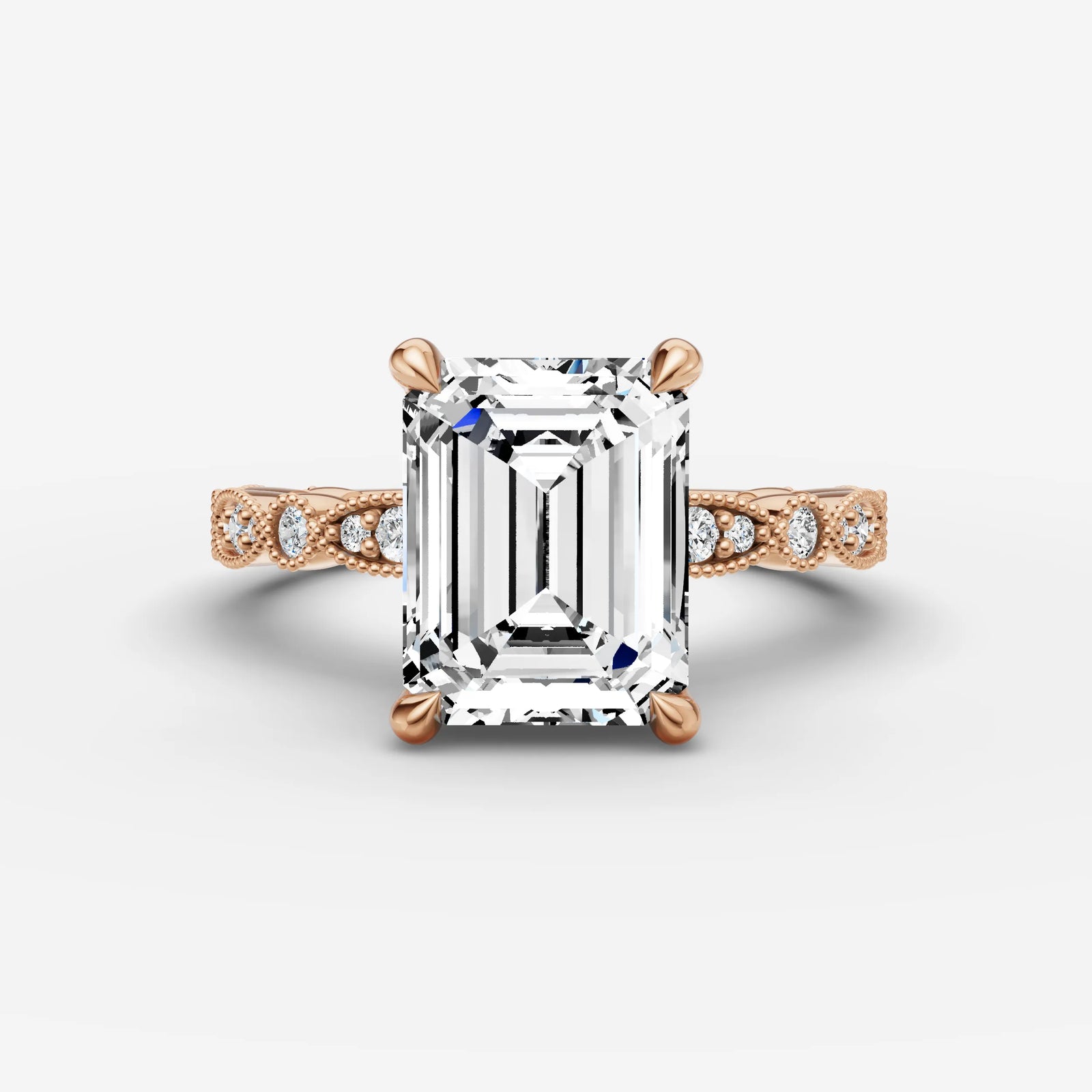 Heritage emerald diamond setting in gold, view 7
