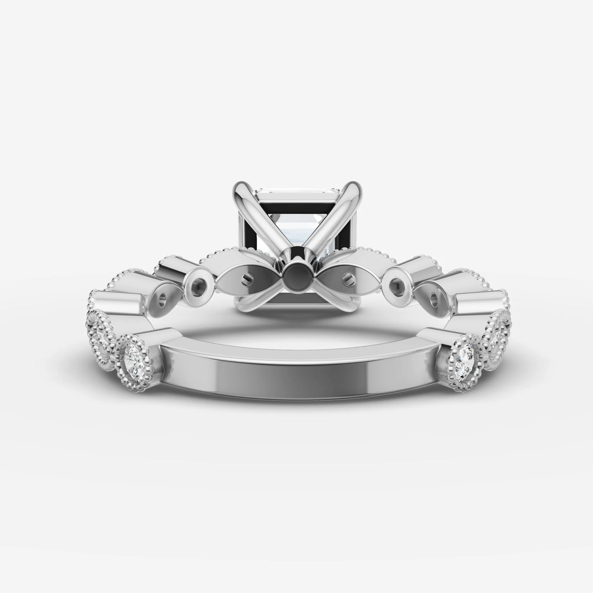 Heritage asscher diamond setting in gold, view 18