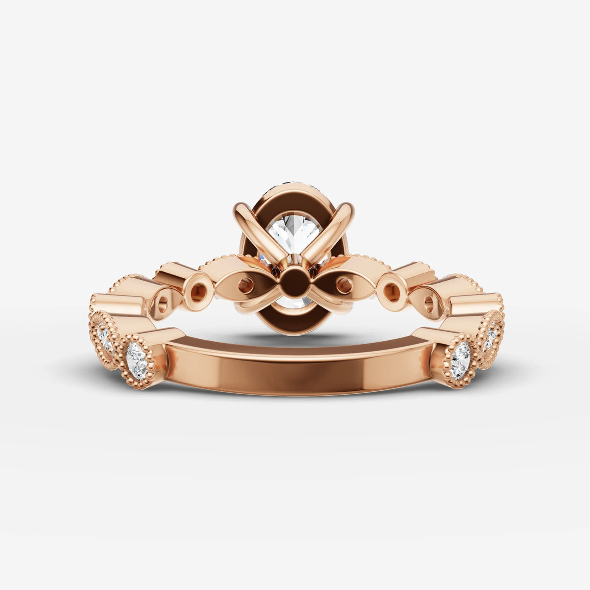Heritage oval diamond setting in gold, view 12