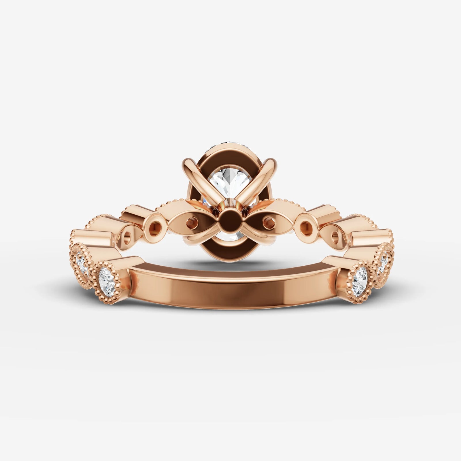 Heritage oval diamond setting in gold, view 12
