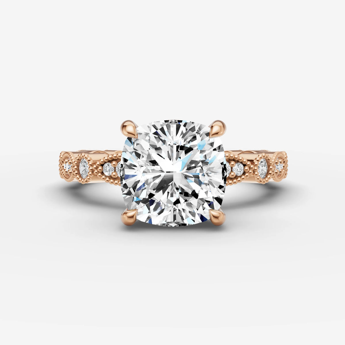 Heritage cushion diamond setting in gold, view 7