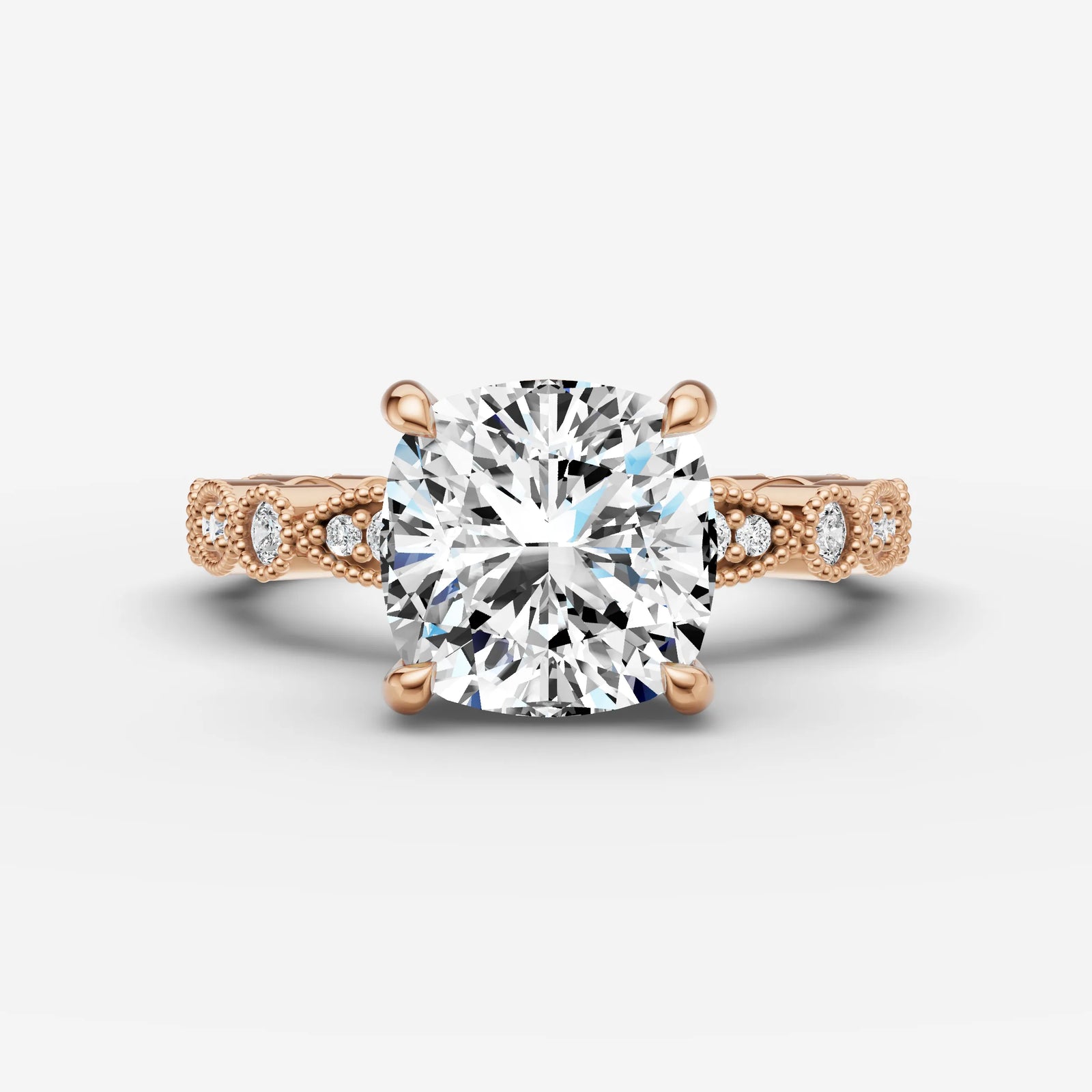 Heritage cushion diamond setting in gold, view 7