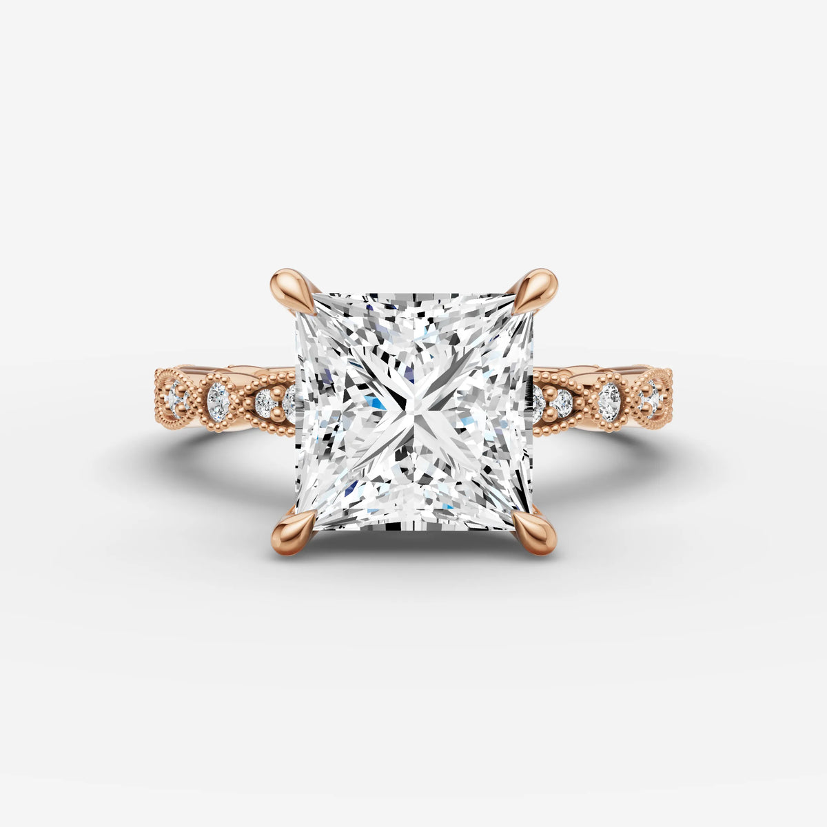 Heritage princess diamond setting in gold, view 7