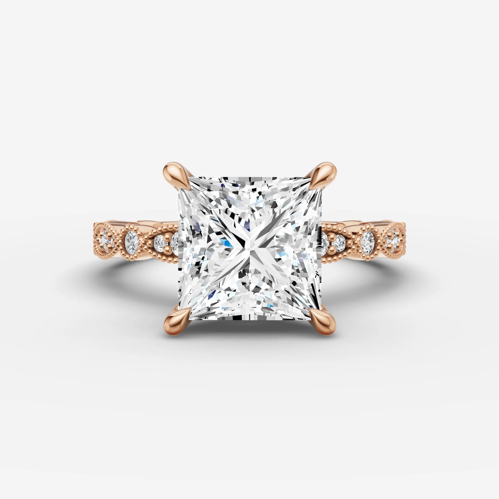 Heritage princess diamond setting in gold, view 7