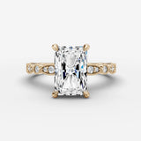 Heritage radiant diamond setting in gold, front view
