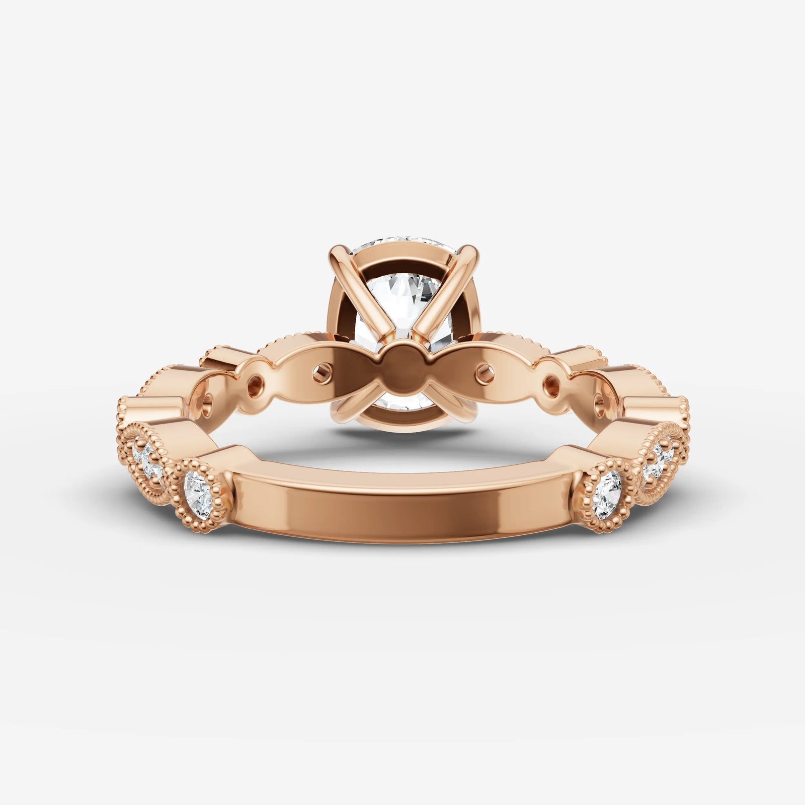 Heritage elongated cushion diamond setting in gold, view 12