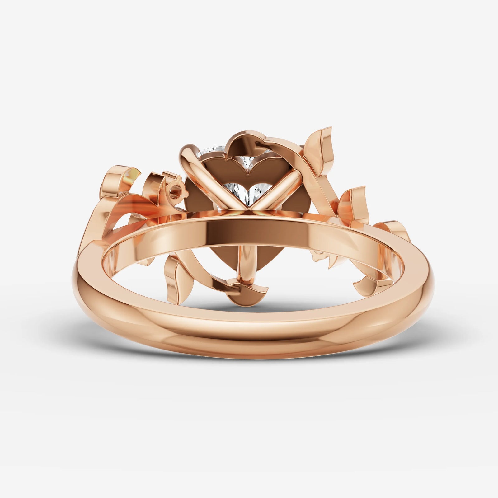 Fleur heart diamond setting in gold, view 12