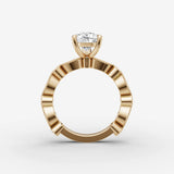 Heritage pear diamond setting in gold, profile angle