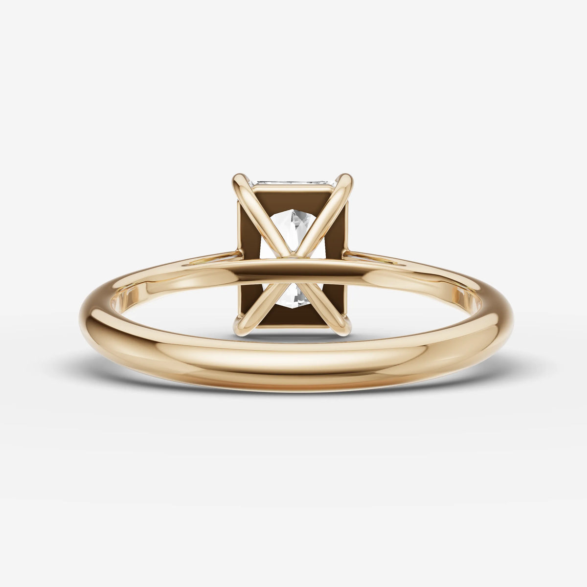 Cathedrale radiant diamond setting in gold, top view