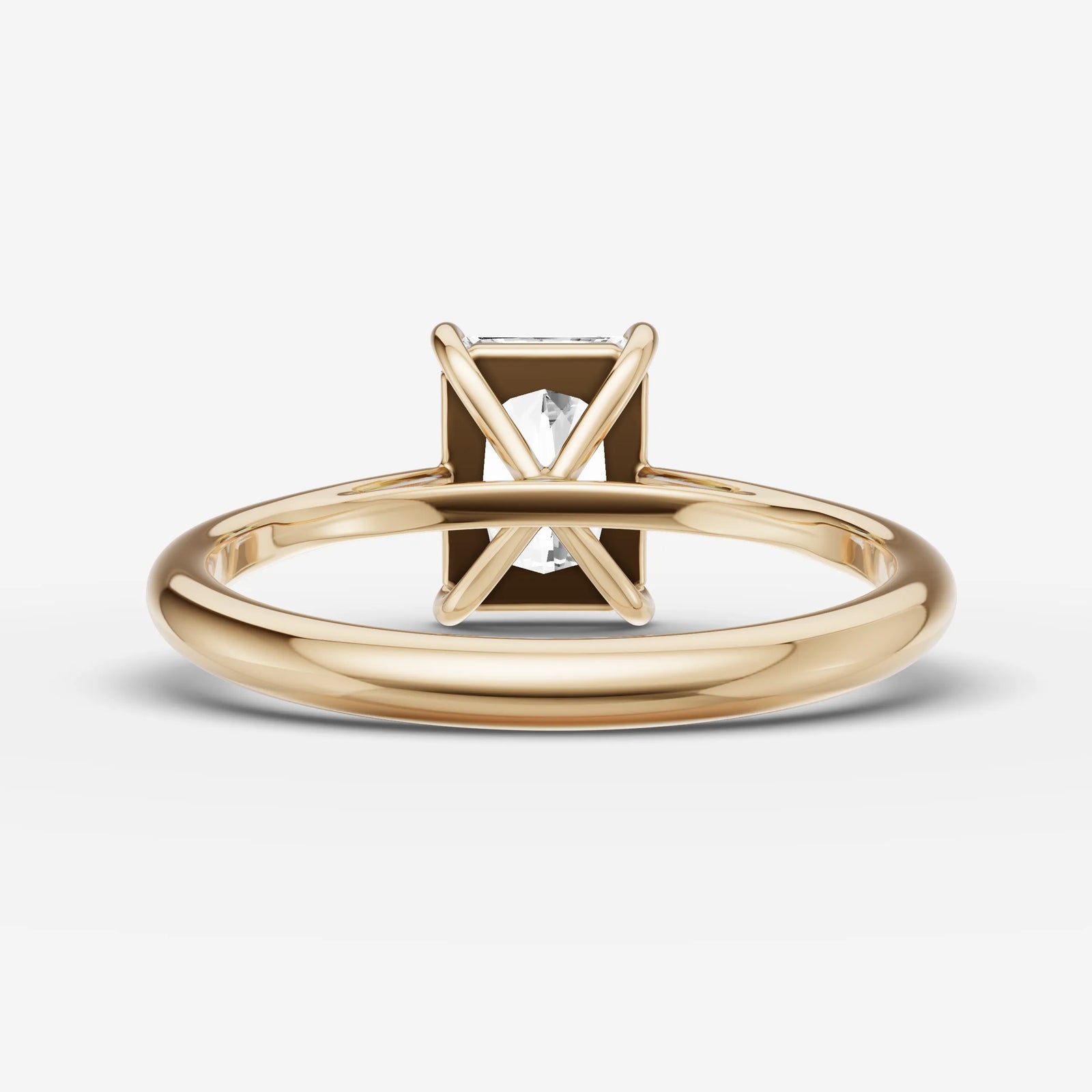 Cathedrale radiant diamond setting in gold, top view