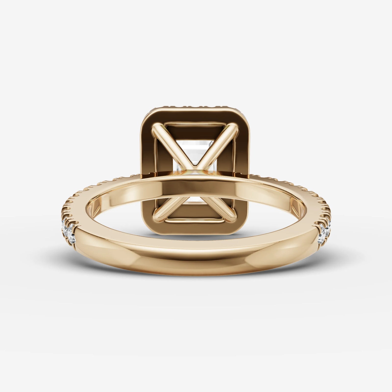 Aurore Etoile emerald diamond setting in gold, top view