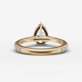 Cathedrale pear diamond setting in gold, top view