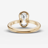Demi oval diamond setting in gold, top view