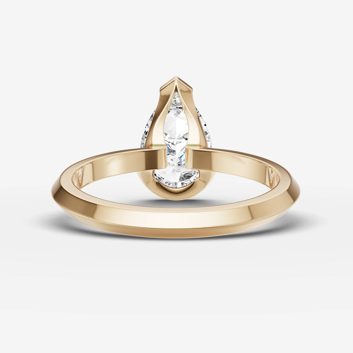 Demi pear diamond setting in gold, top view