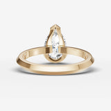 Demi pear diamond setting in gold, top view