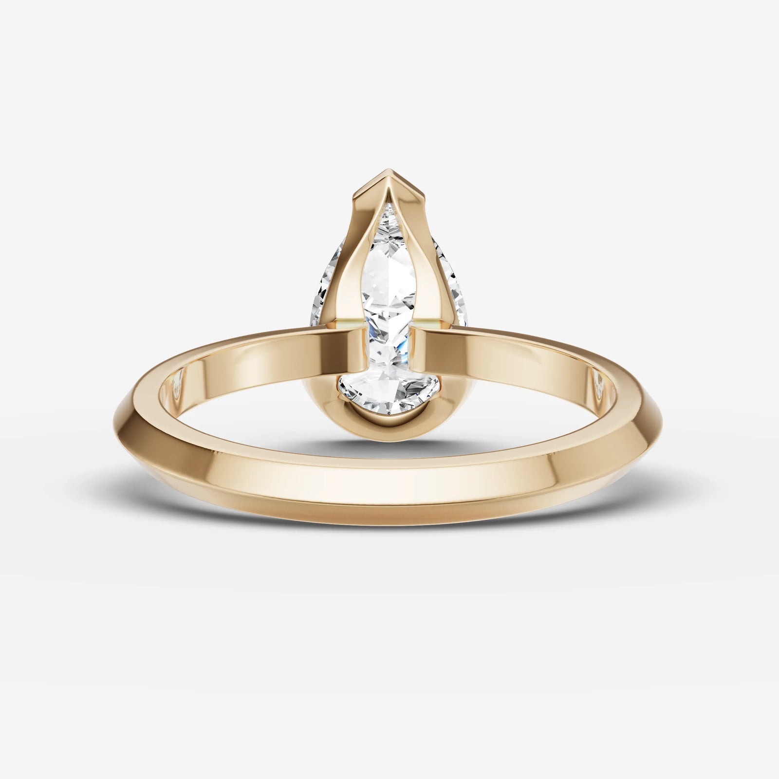 Demi pear diamond setting in gold, top view