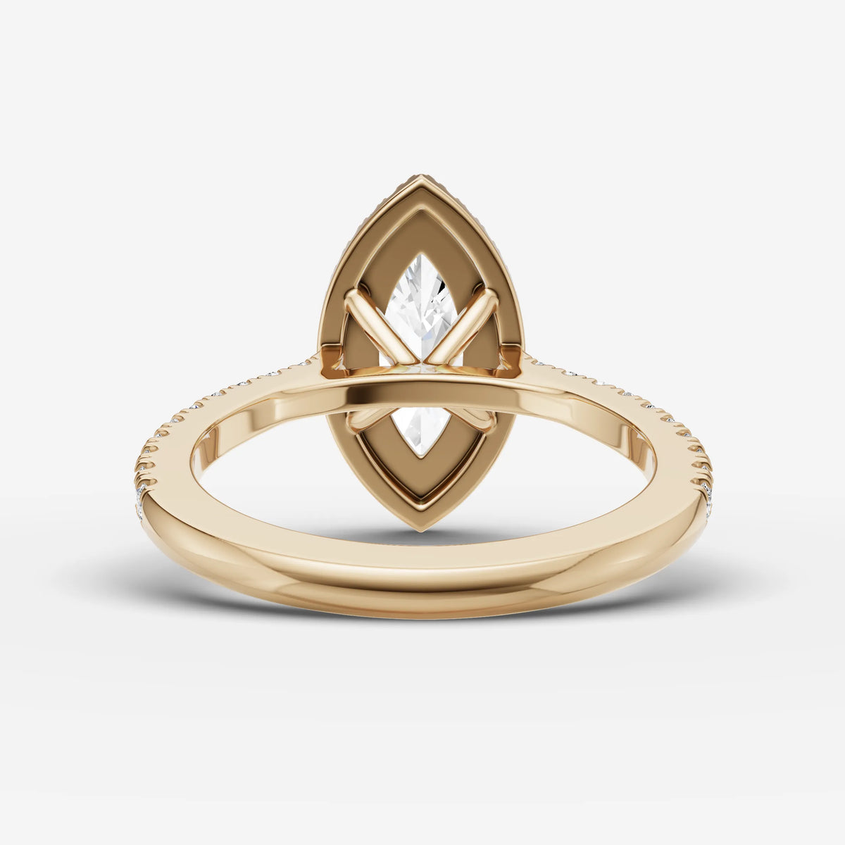 Aurore Etoile marquise diamond setting in gold, top view
