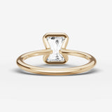 Demi radiant diamond setting in gold, top view