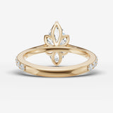 Cathedrale marquise diamond setting in gold, top view