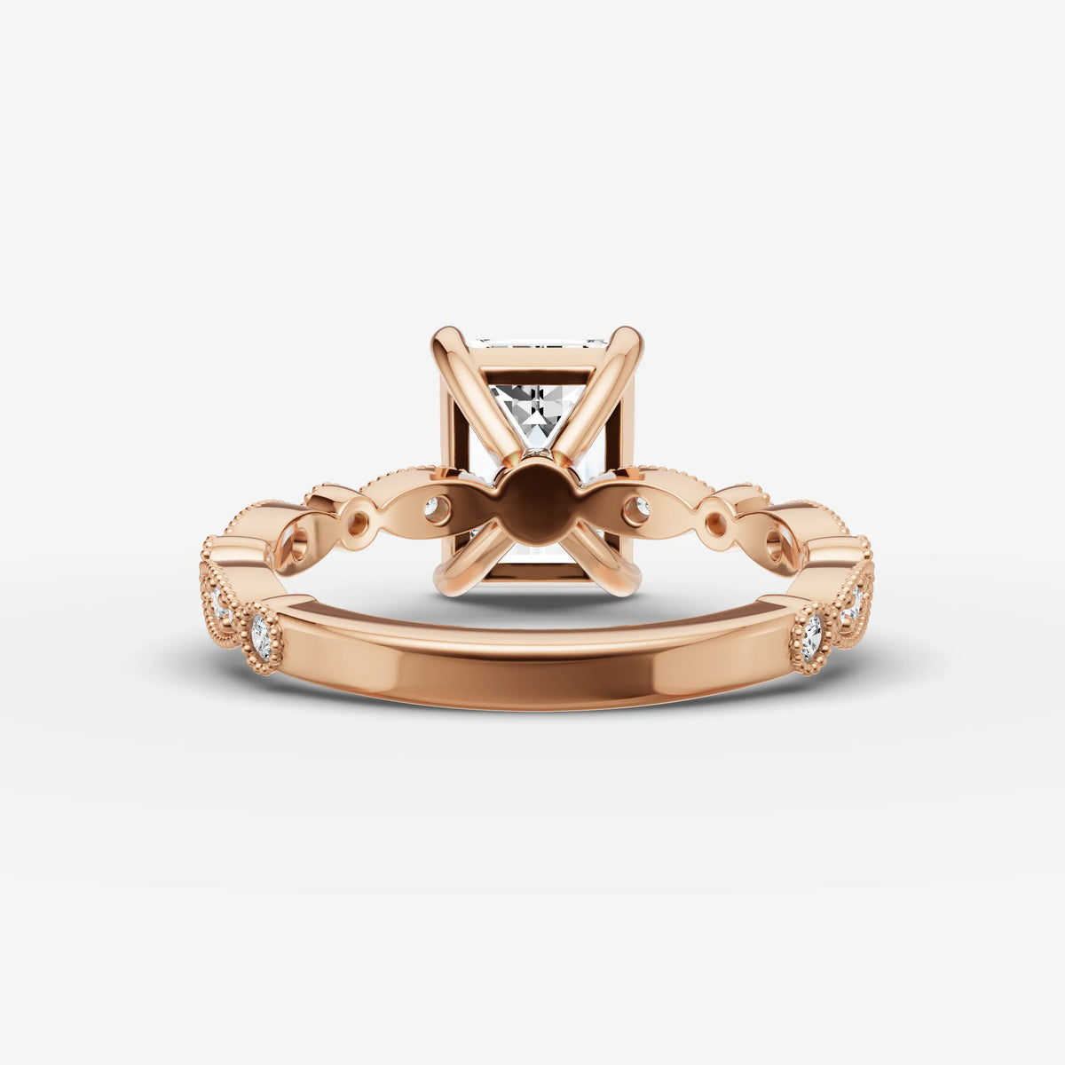 Heritage emerald diamond setting in gold, view 12