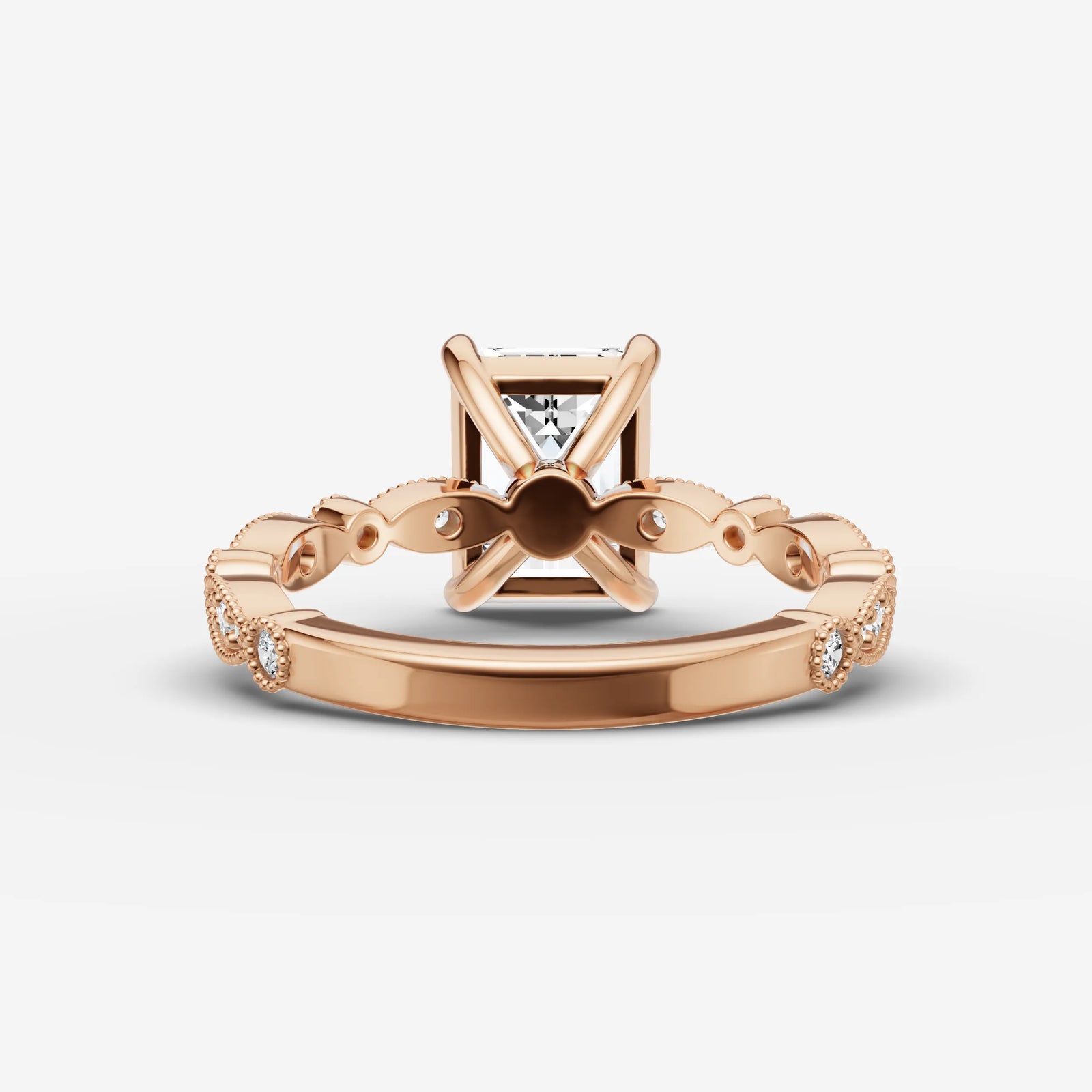Heritage emerald diamond setting in gold, view 12