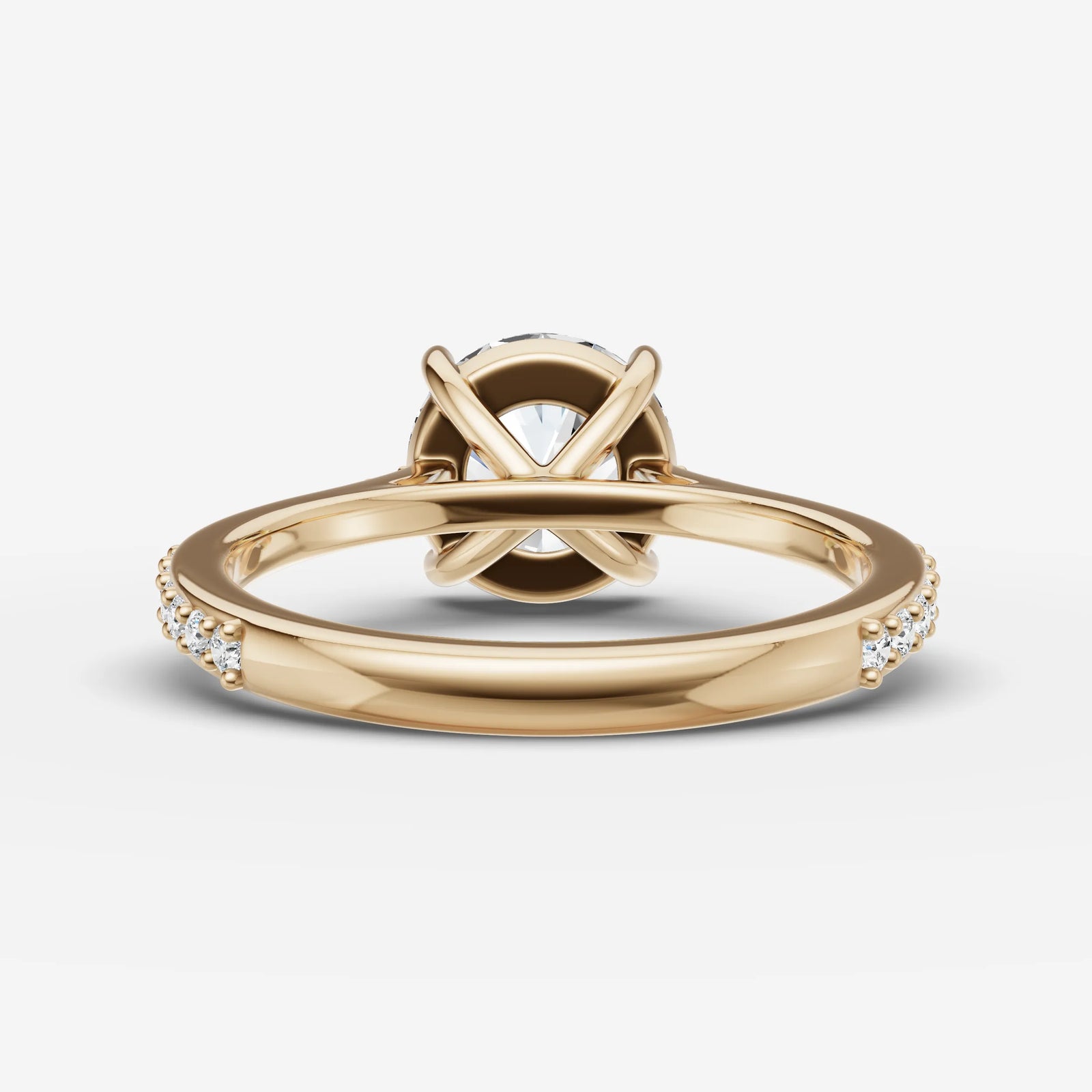 Cathedrale round diamond setting in gold, top view