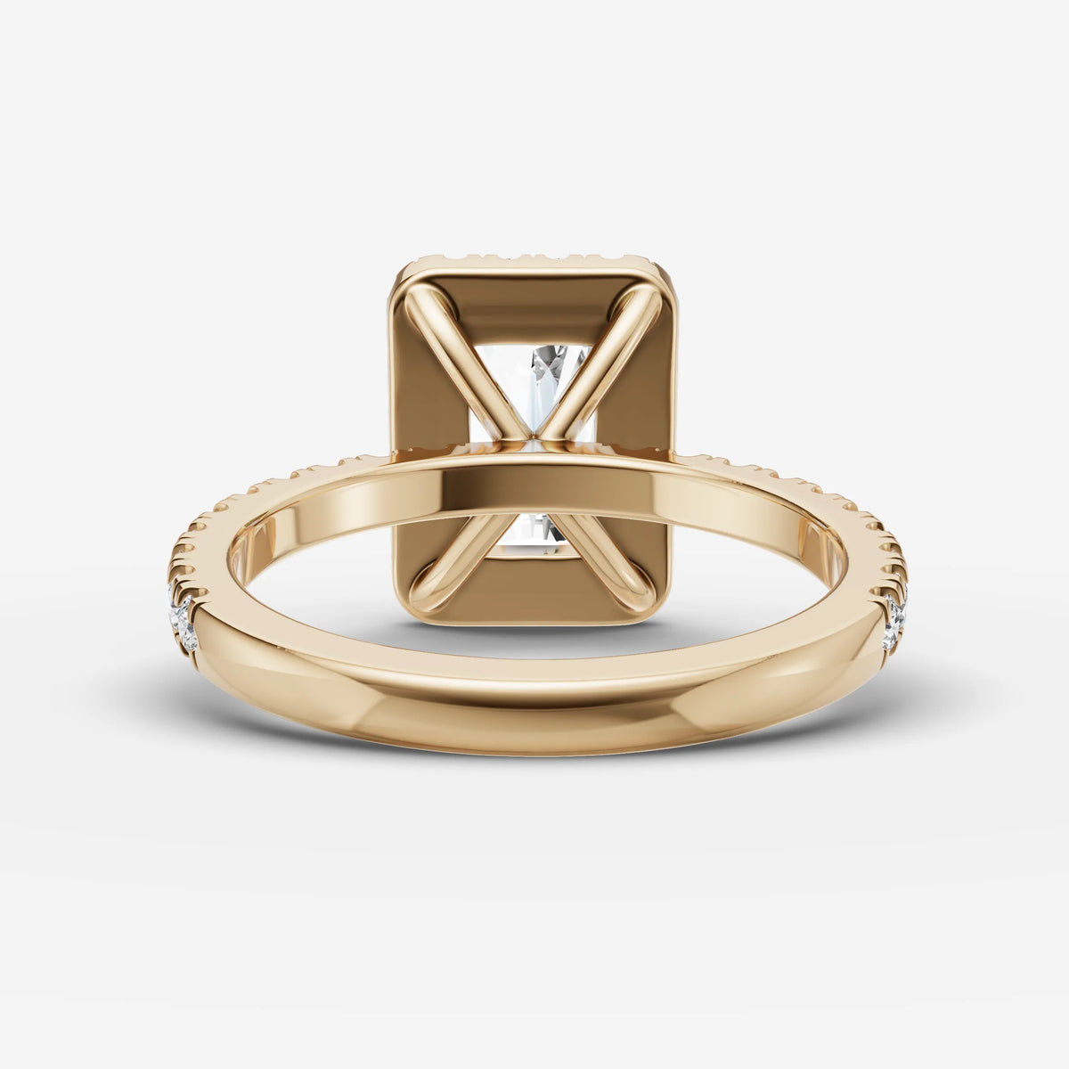 Aurore Etoile radiant diamond setting in gold, top view