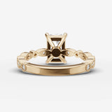 Heritage radiant diamond setting in gold, top view