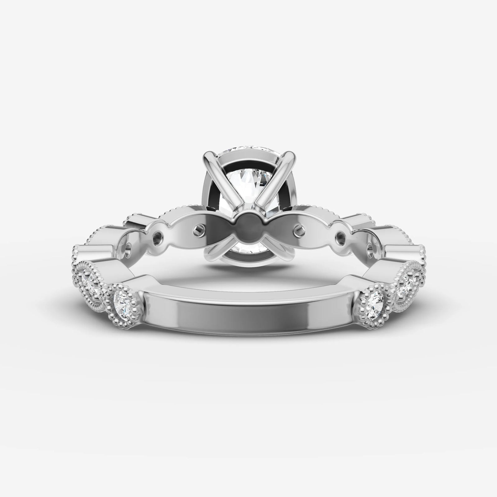 Heritage elongated cushion diamond setting in gold, view 18