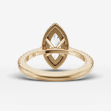 Aurore Etoile marquise diamond setting in gold, top view