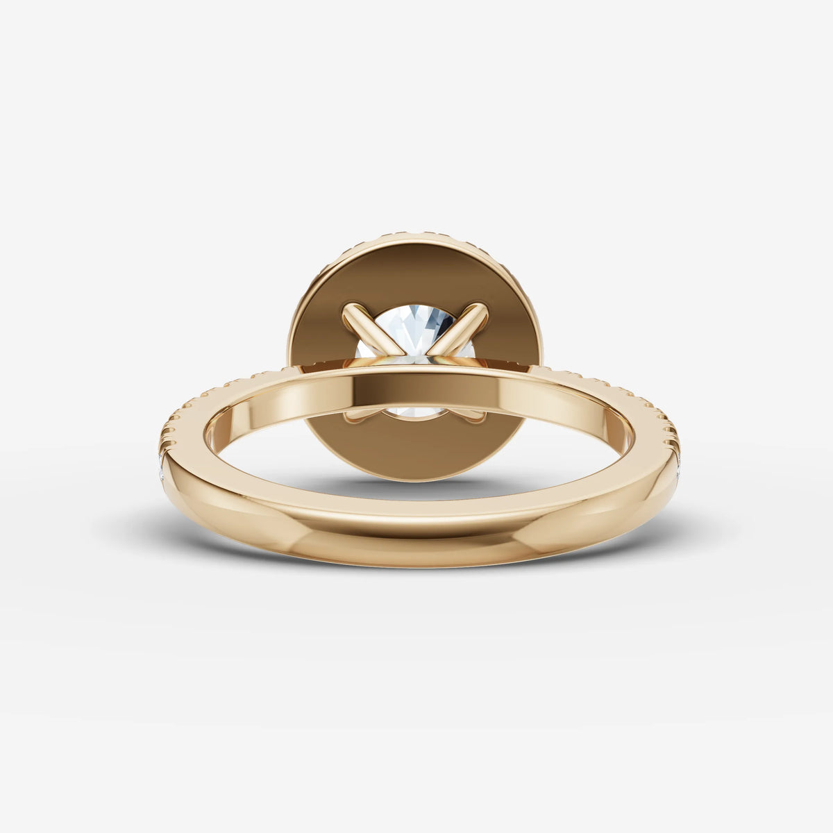 Aurore Etoile round diamond setting in gold, top view