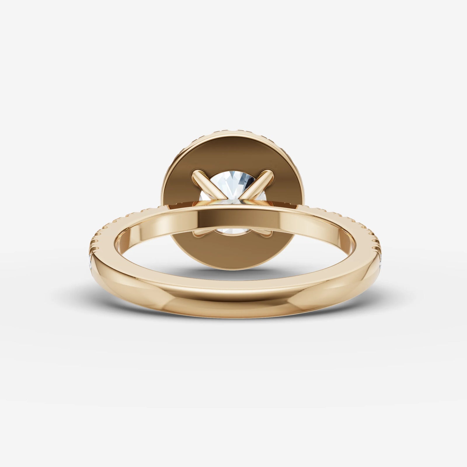 Aurore Etoile round diamond setting in gold, top view