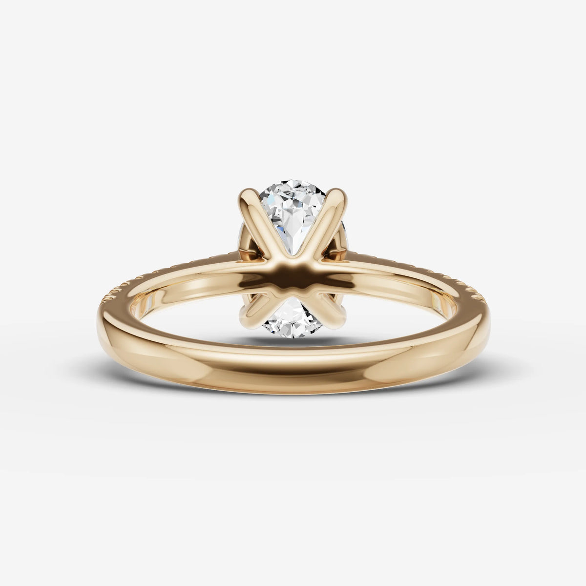 Cathedrale oval diamond setting in gold, top view