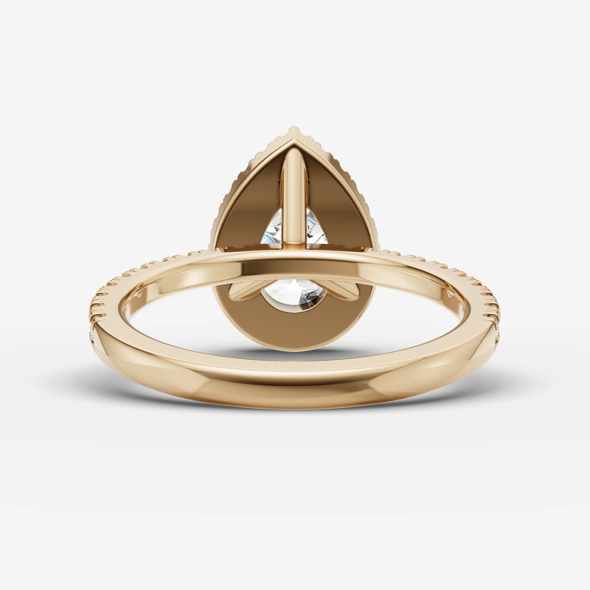 Aurore Etoile pear diamond setting in gold, top view
