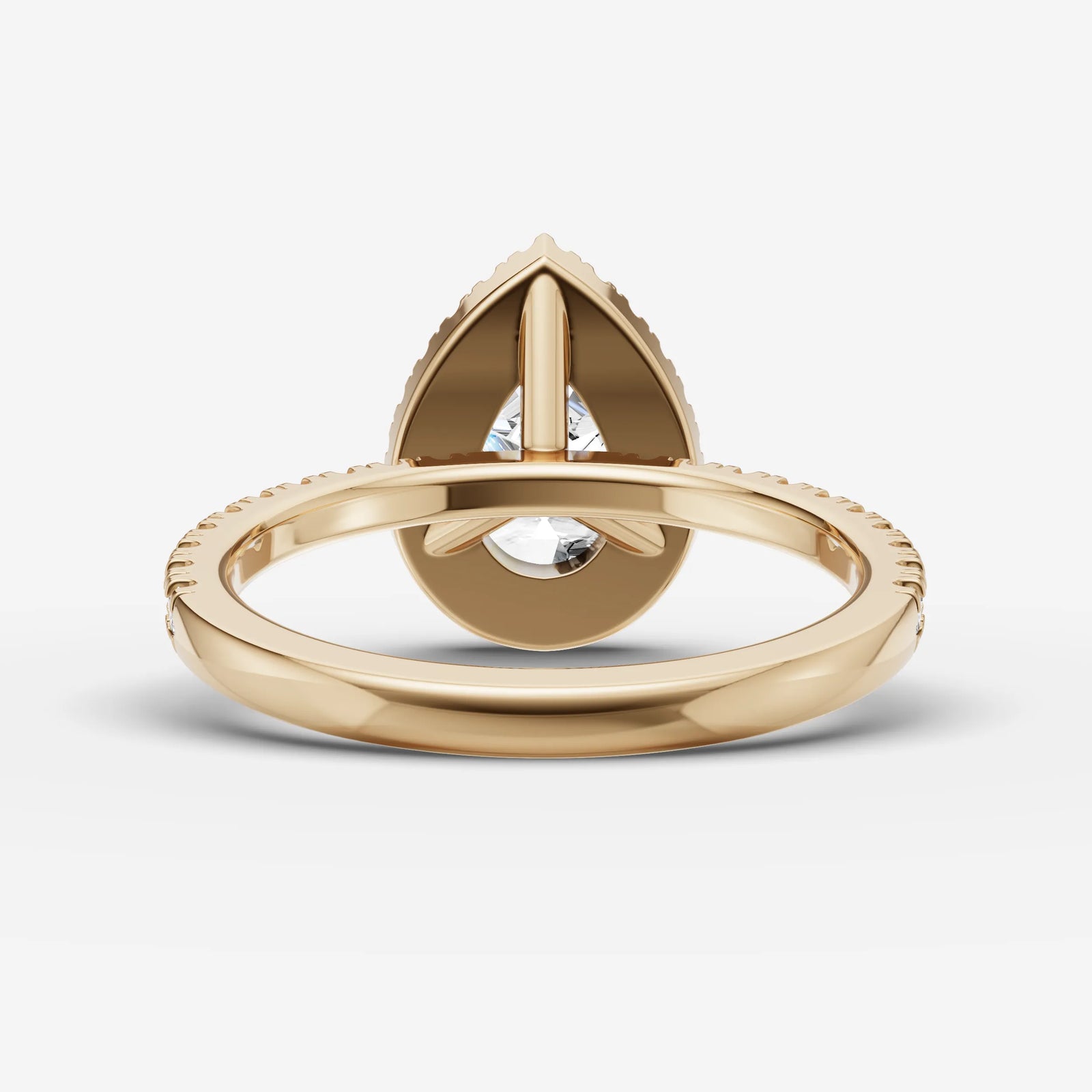 Aurore Etoile pear diamond setting in gold, top view