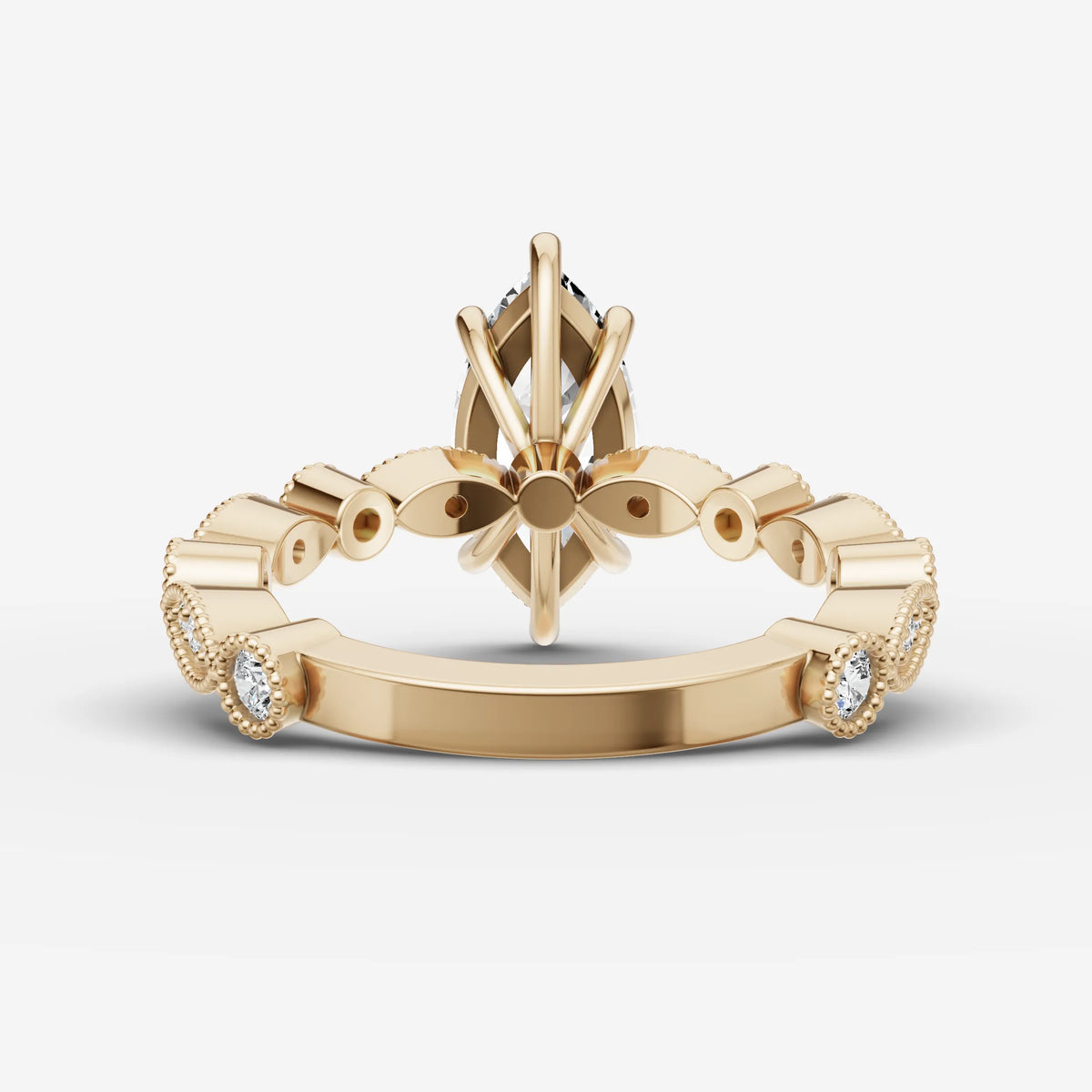 Heritage marquise diamond setting in gold, top view