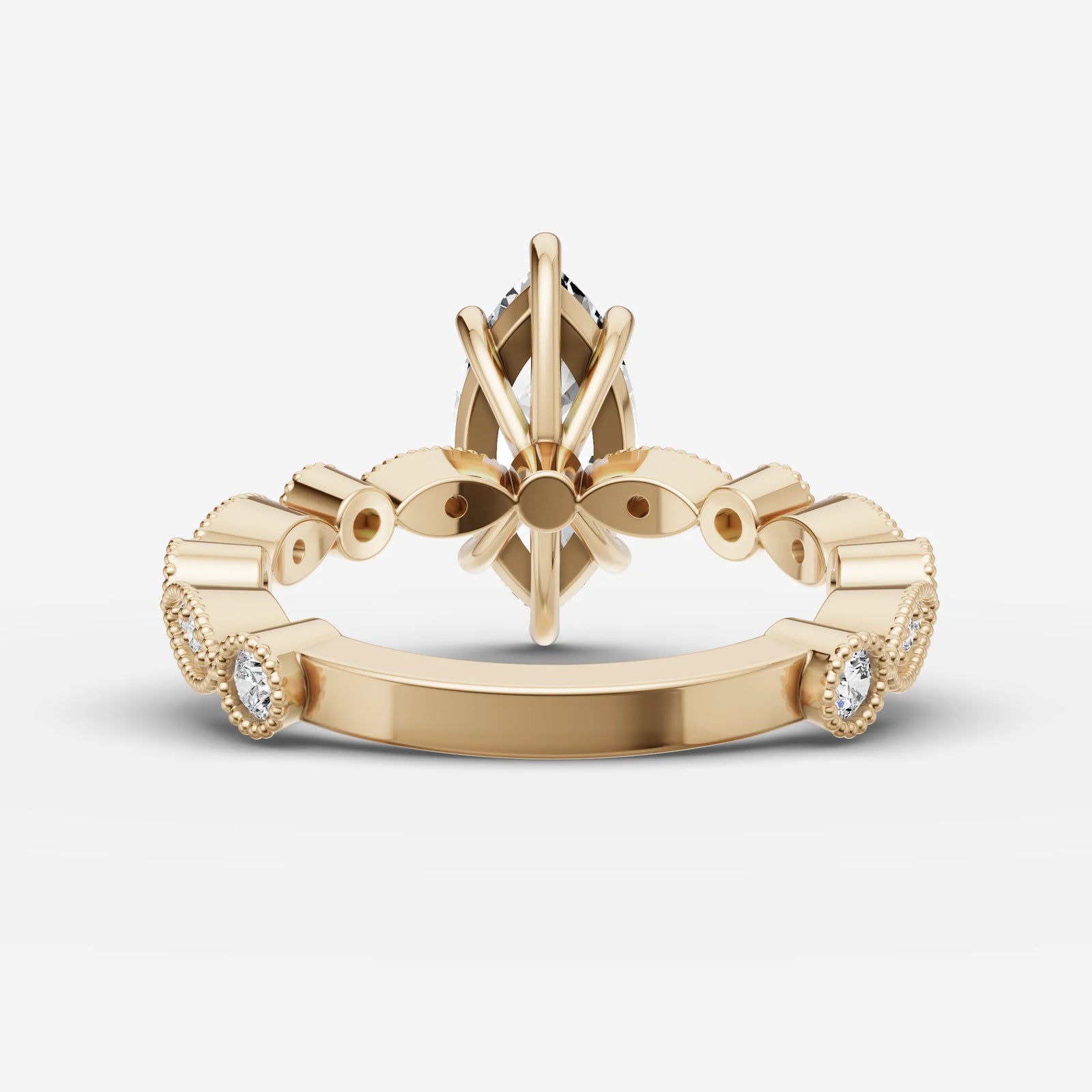 Heritage marquise diamond setting in gold, top view